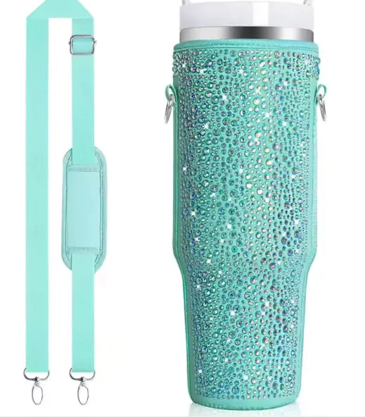 40 Oz Shiny Water Bottle Sets Handbag Adjustable Strap Pearlescent