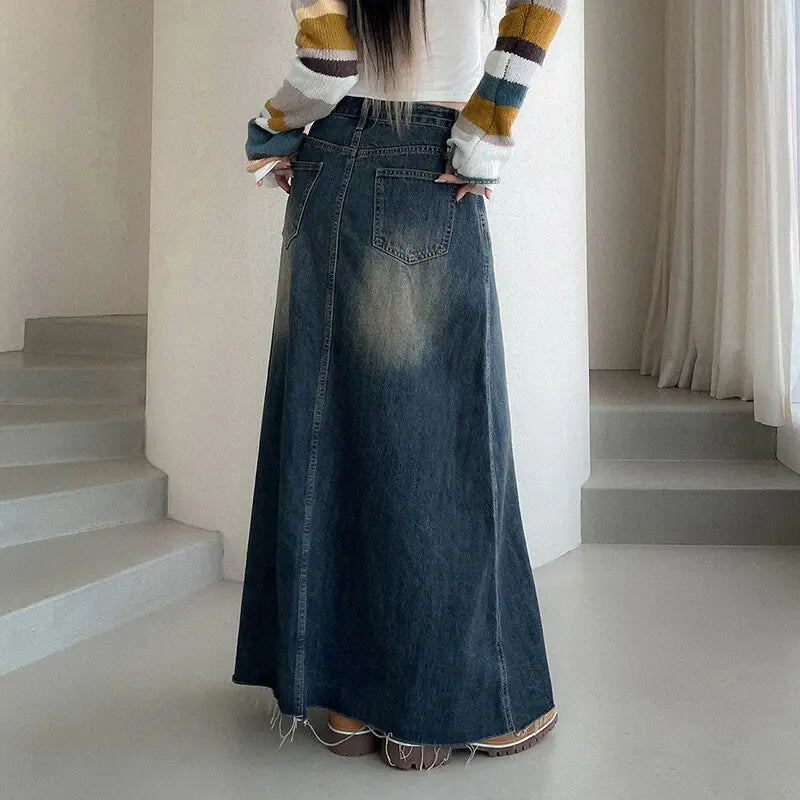 American Retro Denim Skirt For Women's